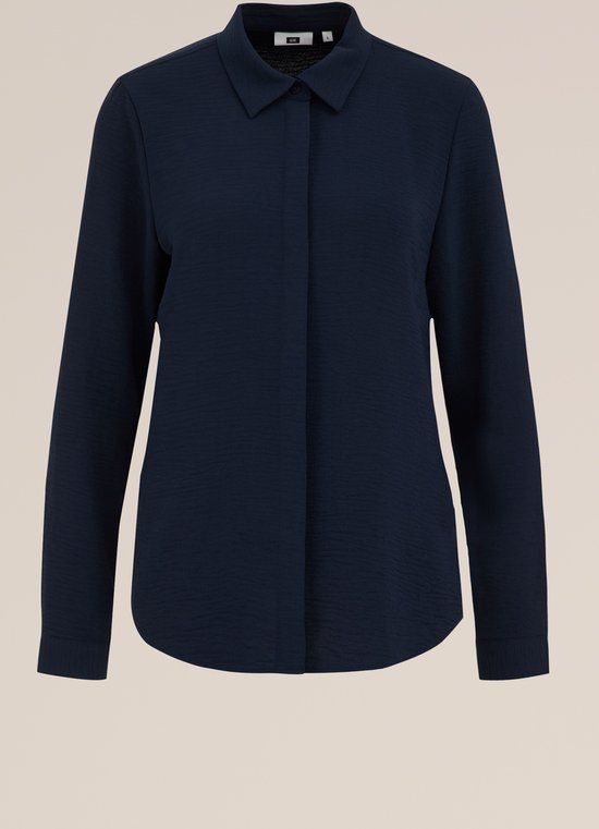WE Fashion Dames blouse met structuur - Marineblauw - Maat L
