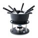 Kisag Twin fondueset gietijzer 6 personen met gietijzeren pan Ø16 cm geschikt voor inductie, Zwitserse Rechaud fondue incl. gasbrander & 6 fonduevorken, fondueset kaas, vlees & bouillon fondue