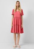 QS s.Oliver QS Jurk chilirood lange mouw V-hals Viscose 44