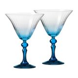 KROSNO Martiniglazen met turquoise steel | Set van 2, 170 ml | Bubble Celebration Moments collectie | Loodvrij kristal | Ideaal cadeau