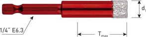 Rotec diamant tegelboor met wax PREMIUM, 1/4 E6,3 ø5