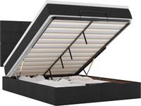 vidaXL - Ottoman bed with mattress and LEDs - 140x200cm - Fabric - Black