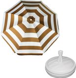 Merkloos Parasol - Goudkleurig - Rond - Stokparasol - Polyester - Metaal - 140 cm - 120 cm - 140 cm - 120 cm - 19 mm - Ja - Waterafstotend - Ja - Nee - Nee - Nee - Ja - Ja - Nee - Ja - Ja