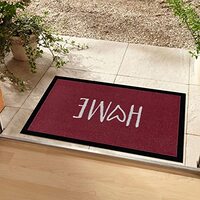 Hanse Home Deurmat deurmat deurmat vuilvanger entreetapijt binnen en buiten belettering anti-slip verschillende motieven 45x75 cm, kleur: huis wijnrood