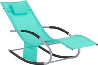 SoBuy Ligstoel, Tuinstoel, Schommelstoel met Verstelbare Hoofdsteun, Opbergzak, voor Tuin, Buiten, Balkon, Strand, Ontspanning, Zonnebad, Turquoise, OGS28-TB