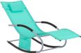 SoBuy Ligstoel, Tuinstoel, Schommelstoel met Verstelbare Hoofdsteun, Opbergzak, voor Tuin, Buiten, Balkon, Strand, Ontspanning, Zonnebad, Turquoise, OGS28-TB