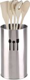 Urban Living Keukengerei kooklepels spatels set 5-delig - bamboe - in rvs houder