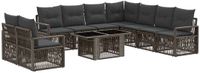 vidaXL Tuinbank - Set - 10 - st - Grijs - en - Donkergrijs - poly - rattan