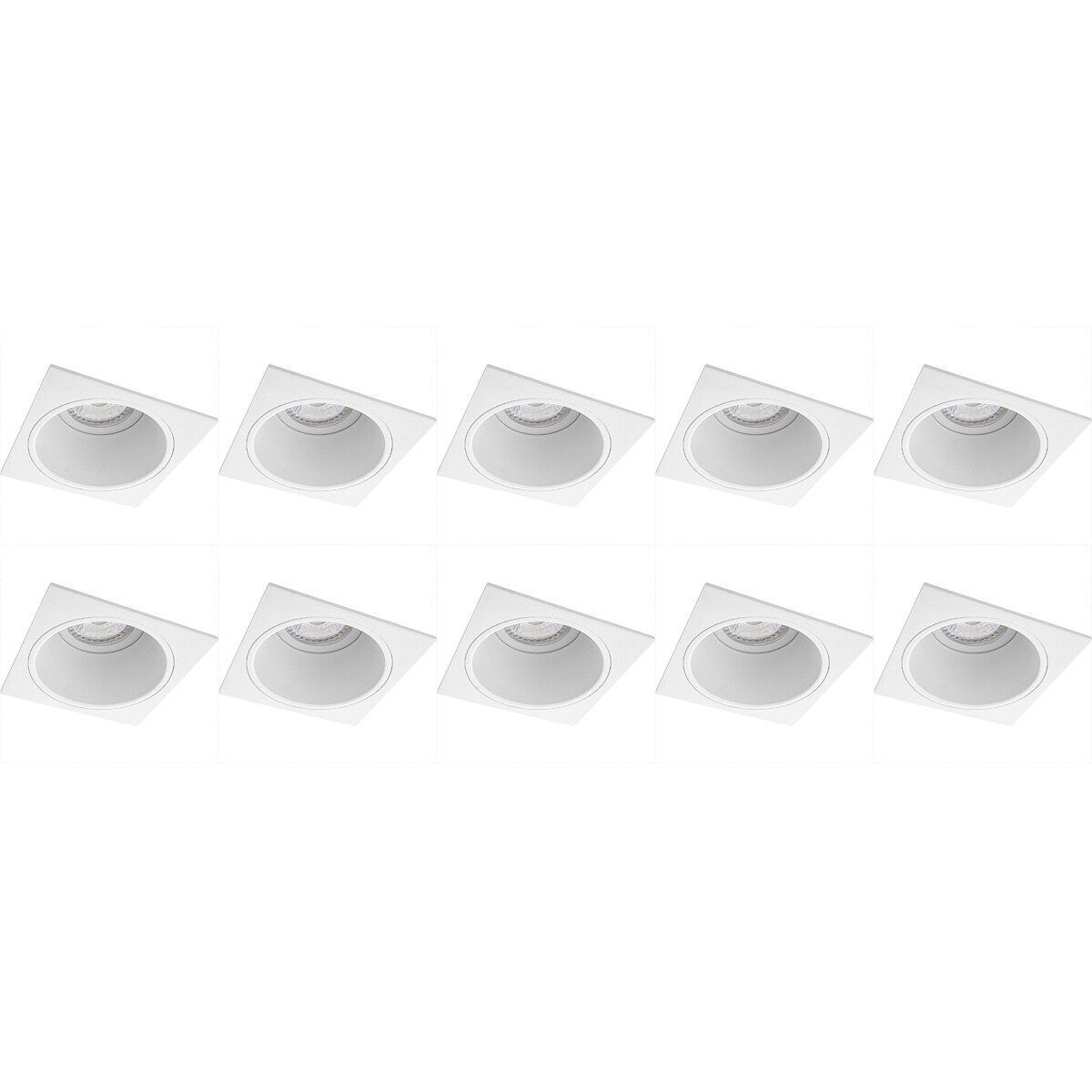 BES LED Spot Armatuur 10 Pack - Pragmi Minko Pro - GU10 Fitting - Inbouw Vierkant - Mat Wit - Aluminium - Verdiept - Ã˜90mm