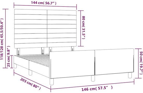 vidaXL Bedframe 140x200 cm Donkerblauw Fluweel