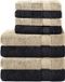 Komfortec Handdoekenset – Set van 8 - 4x Handdoek 50x100 cm en 4x Badhanddoek 70x140 cm - 100% Katoen - Schwarz-Beige