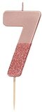 Roze Goud Glitter Nummer 7 Kaars | Taarttopper | Verjaardag