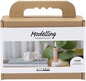 Creativ Company CC Mini Craft Kit Modelling, Candle holder with shells, off white, 1 pack
