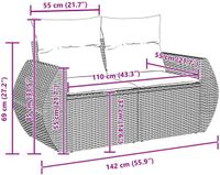vidaXL Tuinbank Set 6-zits Zwart Polyrattan