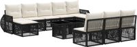 vidaXL Tuinbank Set 2 Zwart Polyrattan