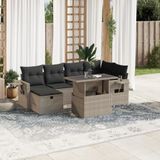 Maison Exclusive - Ensemble de meubles de jardin 7 pièces avec canapé et coussins, gris clair, en polyrotin