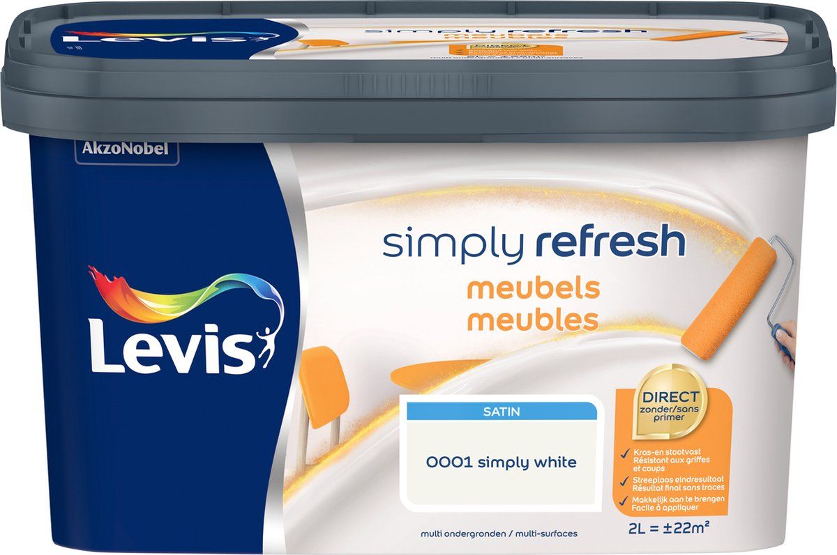 Levi's Simply Refresh Meubels - Satin - Simply White - 2L - 5412271347282