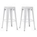 Duhome Tabourets de bar en fer, lot de 2, hauteur d'assise 76 cm, tabourets de comptoir, tabourets de bar empilables en métal avec repose-pieds, design industriel, Blanc