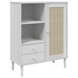 vidaXL Hoge kast SENJA, met rattan-look, wit, 90x40x112 cm, van grenenhout