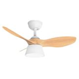 Eden pulse Witte ventilator, 3 vleugels, beuken, 18 W, geïntegreerde led, 3 temperaturen, 34 x 132 x 132 cm