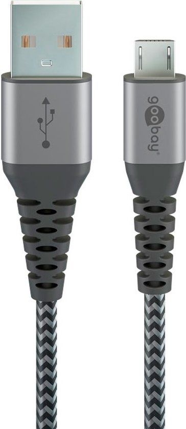 Goobay 49273 Micro USB-kabel - 0,5 m - Zwart, Grijs
