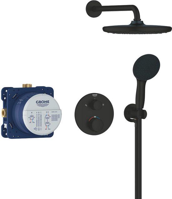 GROHE QuickFix Precision Inbouw Douchesysteem - Mat Zwart - Met Thermostaat