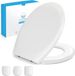 COSOND Abattant de WC, forme D, Duroplast, Blanc, fermeture douce, couvercle amovible, antibactérien, facile à nettoyer