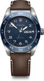 Victorinox Swiss Army Herenhorloge, Analoog, Kwarts, Roestvrijstalen Behuizing, Leren Armband, Blauw
