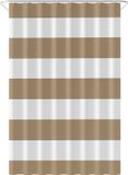 Loti Living Douchegordijn Anti Schimmel – Lichtbruin gestreept - Inclusief ringen – Waterdicht - Polyester - Douchegordijn 120x200 cm