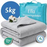 Ella Verzwaringsdeken 5 kg - OEKO-TEX Katoen Zwaartedeken 135 x 200cm - Weighted Blanket - Verzwaarde Deken - Grijs