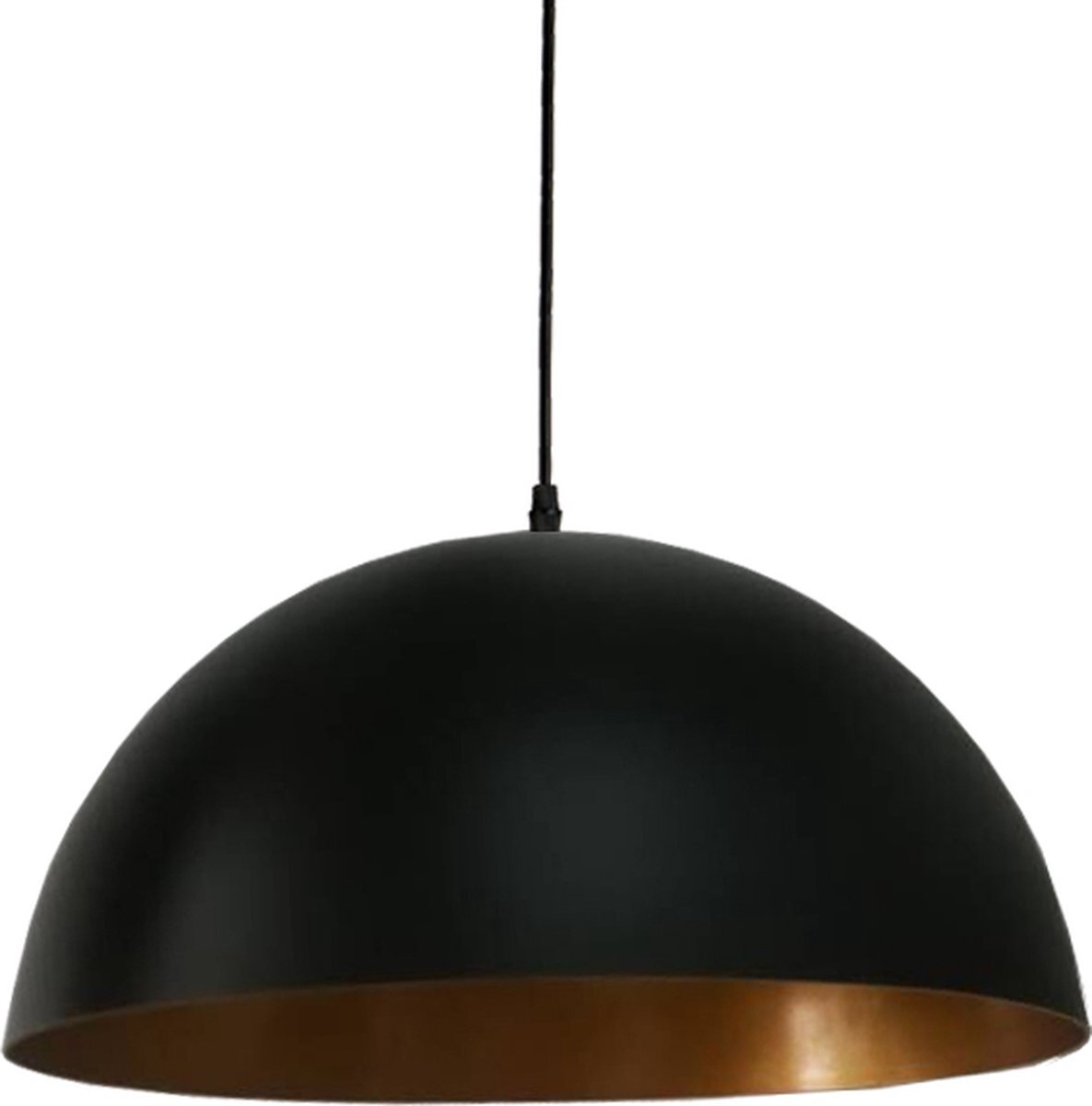 Homestyle Pro Zwarte hanglamp met reliëf - kamerlamp - Plafondlamp - Keukenlamp - Ø40 cm - Zwart - Metaal - Halfrond - Industrieel - in lengte verstelbaar - E27 - 240V - zonder lichtbron