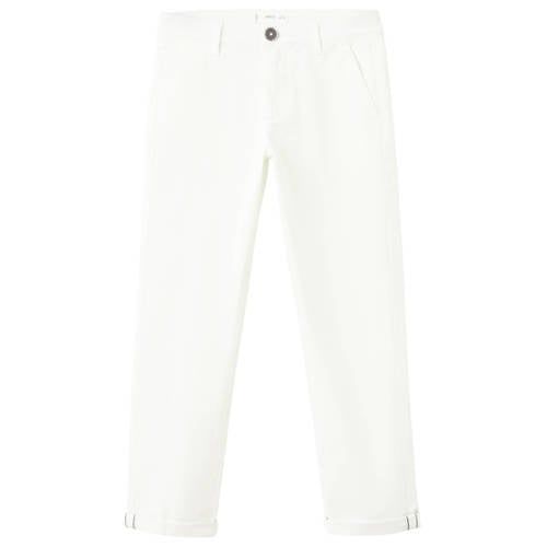 Mango Kids regular chino Broek Wit Jongens Stretchkatoen Effen - maat 116