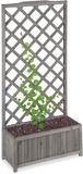 Merkloos Relaxdays plantenbak met klimrek - hout - 35 liter - plantensteun 150 cm - buiten - grijs
