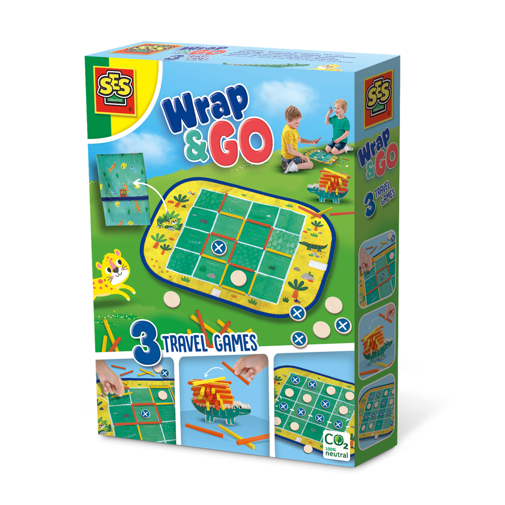 ses Wrap&Go reisspellen - Vier op een lijn - Kamertje verhuur - Pak kroko