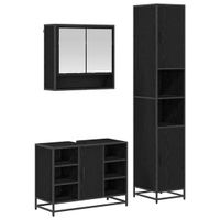 vidaXL Meuble de salle de bain Ensemble 3 pièces Chêne noir Bois de placage