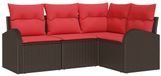 vidaXL Ensemble de bancs de jardin 4 pièces Marron et Rouge polyrattan