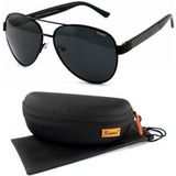 Rennec Sonnenbrille (Polarisierte Pilotenbrille Oversize Schwarz mit Brillenbox, 1x Piloten Sonnenbrille für Damen Herren in XL) Linsen Smoke Schwarz UV400 Getönt sportlich breite Bügel