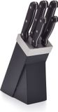 KitchenCraft Messenset met Messenblok, 5 Messen, Zwart, Hout, RVS