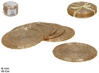 Gerimport Onderzetters - 12 stuks - Kunststof - Goud - 10 cm