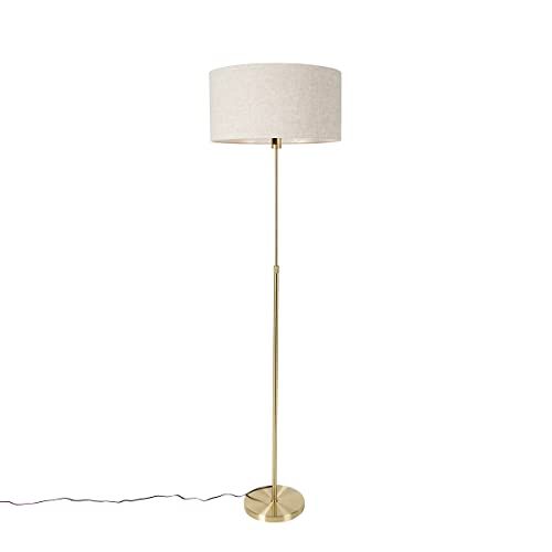 QAZQA Parte - Design Vloerlamp - Goud - Lichtgrijs - E27
