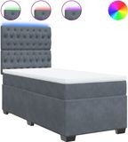 vidaXL Boxspringbed met matras, donkergrijs, 80x200 cm, fluweel