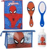 Spiderman Verzorgingsset Jongens - Toilettas met Handdoek Haarborstel en Flesje - Officieel Gelicenseerd