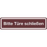 Informatiebord Instructiebord "Gelieve deur sluiten" | zelfklevend | 200x48 mm | donkerbruin | 1 stuk