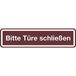 Informatiebord Instructiebord "Gelieve deur sluiten" | zelfklevend | 200x48 mm | donkerbruin | 1 stuk