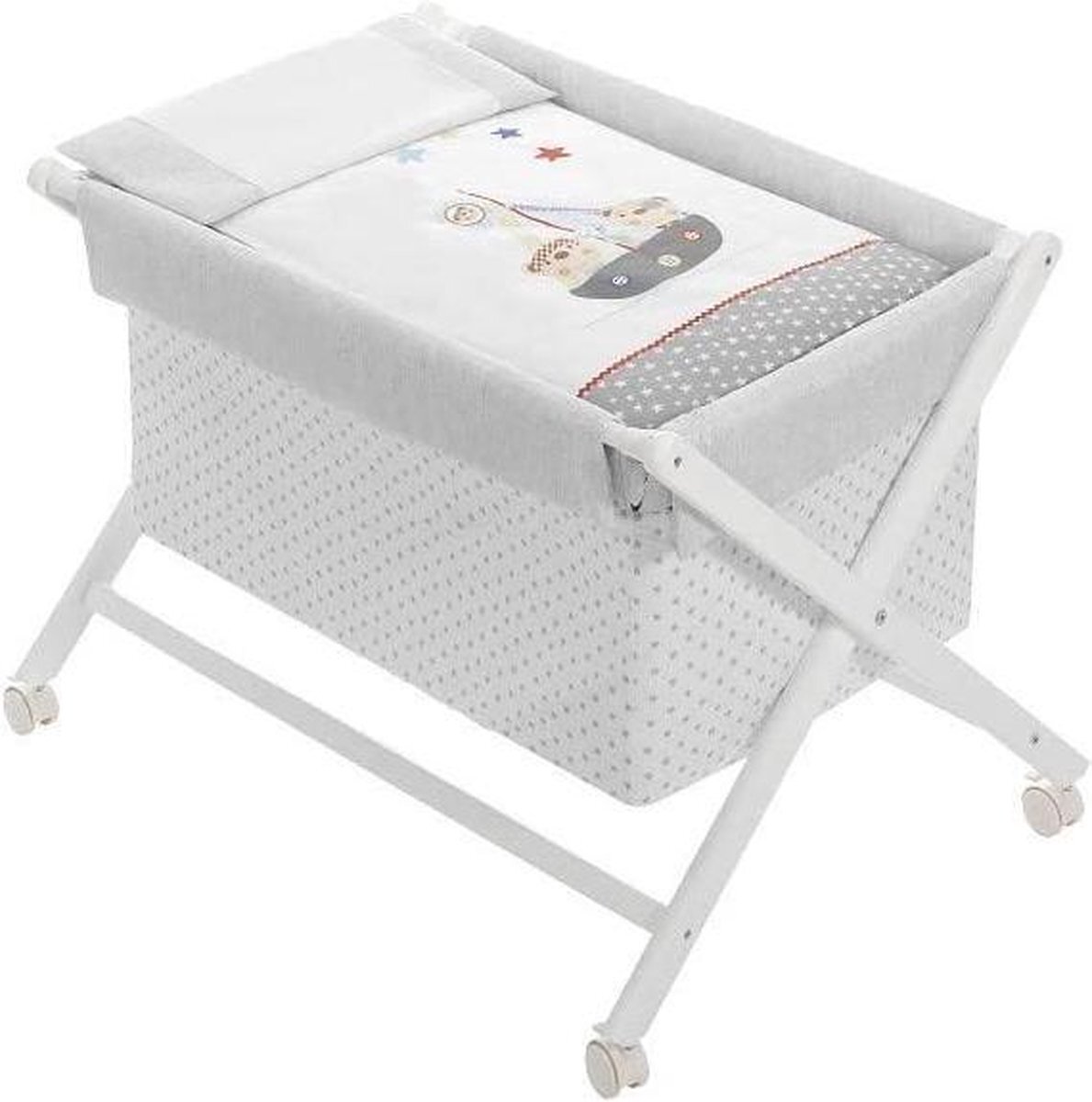 Interbaby wieg junior 90 x 55 cm hout/katoen wit 5 delig wit