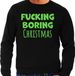 Bellatio Decorations Foute Kersttrui/sweater voor heren - Boring Christmas - zwart - glitter groen XXL