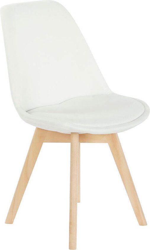 DKD Home Decor Eetkamerstoel - Wit - Stof - Hout - 48 cm zithoogte