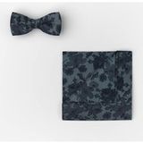 OLYMP Vlinderdas en zakdoek set marine, Bloemen