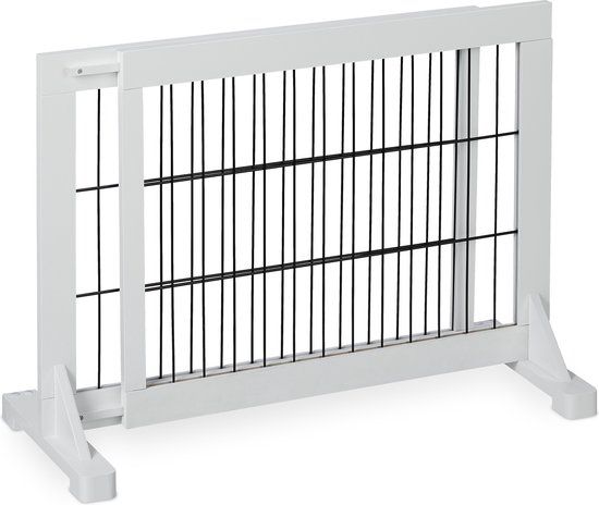 Relaxdays Hondenhek Uitschuifbaar - 70-108 cm Breed - Hout - Wit