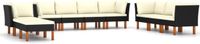 vidaXL 10-delige Loungeset met kussens poly rattan zwart